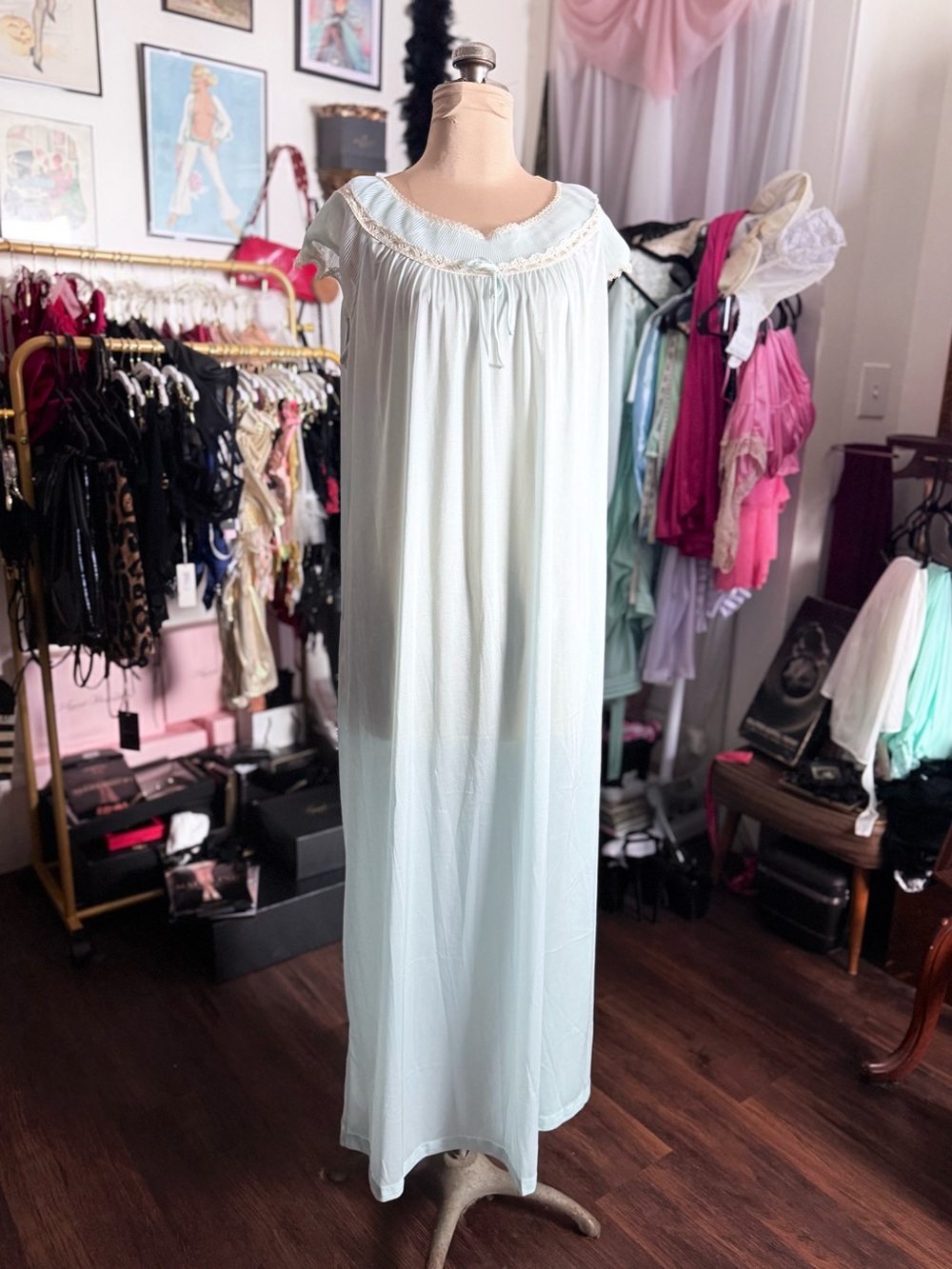 Vintage Sheer Pastel Blue Nightgown Nightwear 1950s 1960s